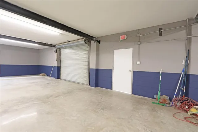 a view of a hallway with workspace