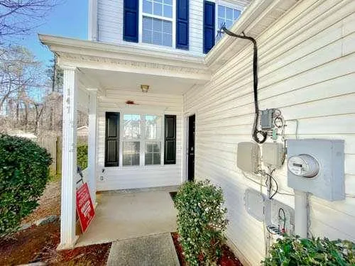 a front view of a house with entryway