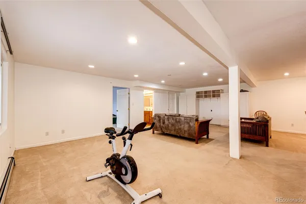 a view of a room with gym equipment