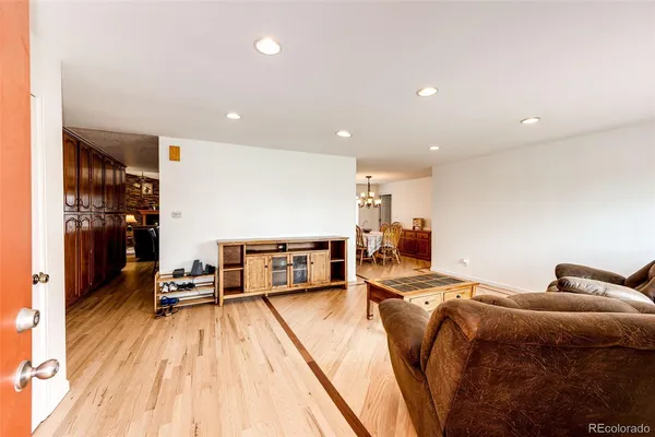 a view of a living room and dining room