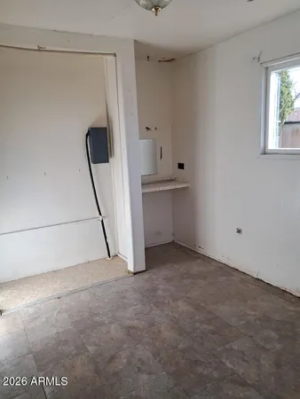 a view of a room with a barbeque