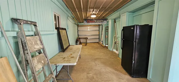 a hallway with furniture