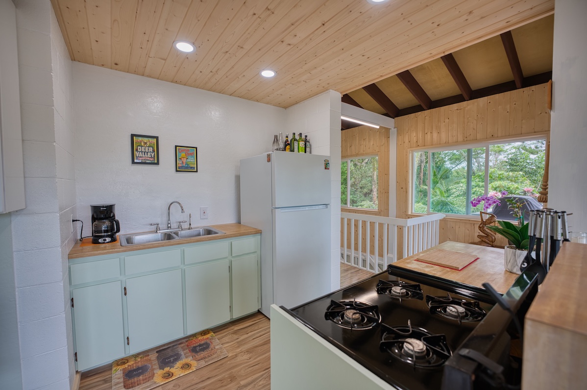 14-3674 Government Beach Road Pahoa, HI 96778 - Photo 6 of 29 a kitchen that has a stove and a refrigerator