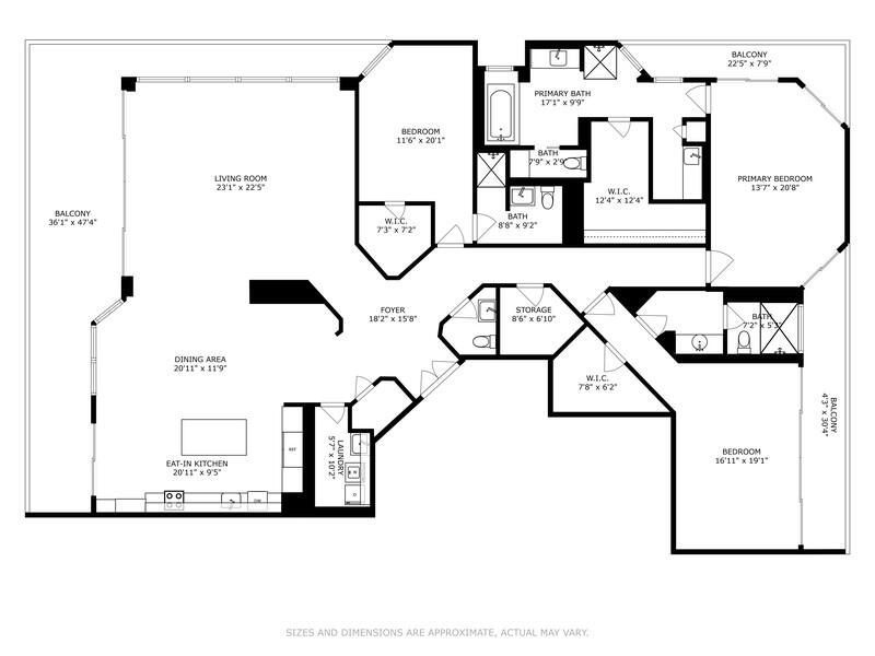 1400 South Ocean Boulevard, Unit 1106 Boca Raton, FL 33432 - Photo 82 of 82 Addison, N-1106 Floor Plan