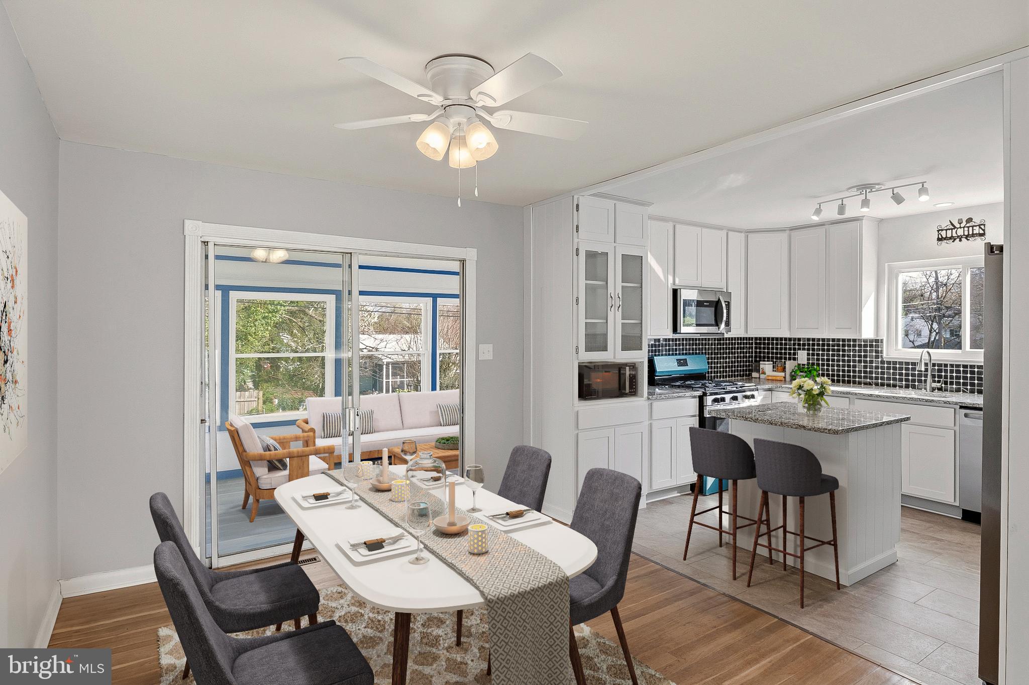 Virtually Staged Dining / Kitchen / Sunroom