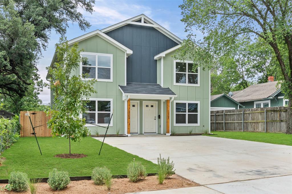 1536 Alexander Avenue, Unit A & B Waco, TX 76708 - Photo 2 of 30 Contemporary two-story duplex with light green siding and dark blue vertical panel accents