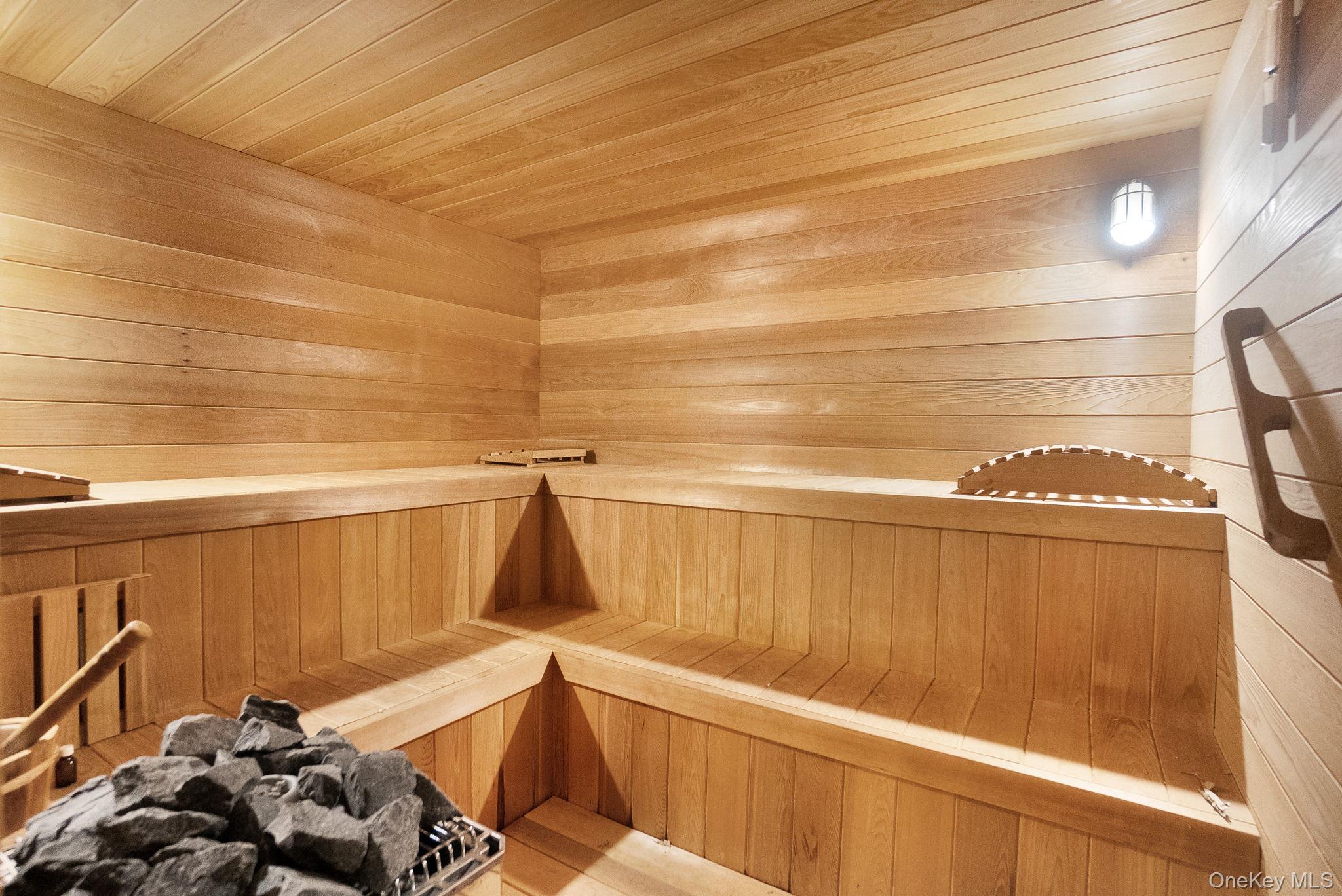 181-30 Tudor Road Queens, NY 11432 - Photo 37 of 46 Sauna / steam room with wooden ceiling and wood walls