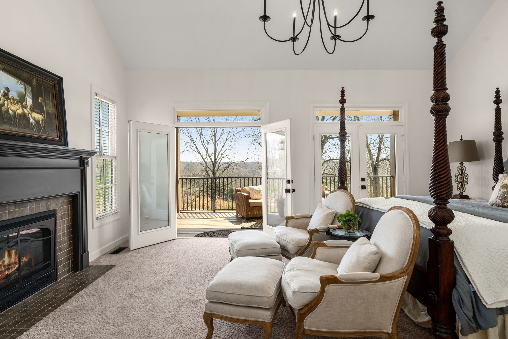 7200 Kingston Road Fairview, TN 37062 - Photo 25 of 68 a living room with furniture a fireplace and a floor to ceiling window