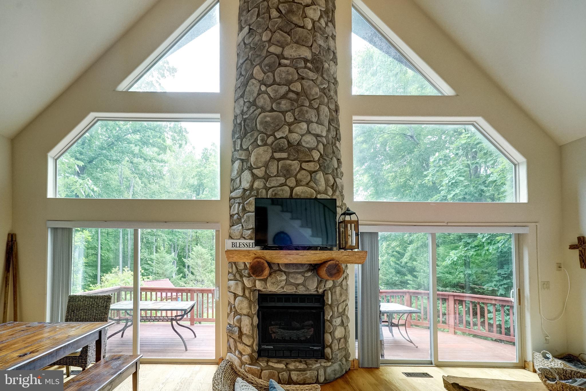 155 Irish Way Bumpass, VA 23024 - Photo 12 of 60 a living room with a fireplace and a floor to ceiling window