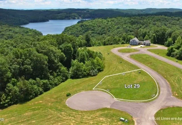 a view of a swimming pool with a yard