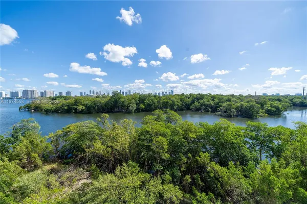 a view of a lake with houses