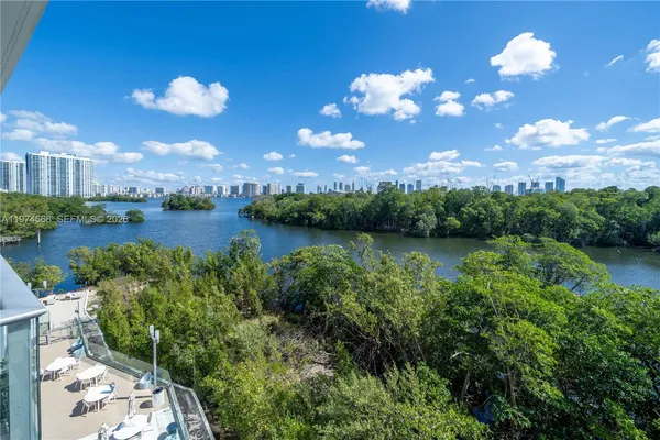 a view of a lake with houses