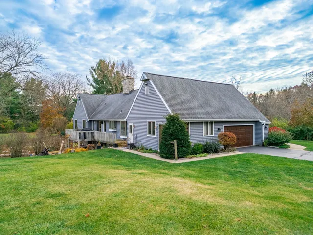 a view of a lake with a city
