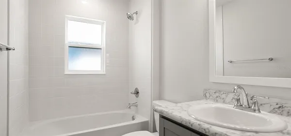 a bathroom with a granite countertop sink a toilet and shower