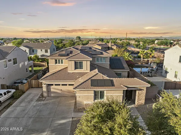 an aerial view of a house