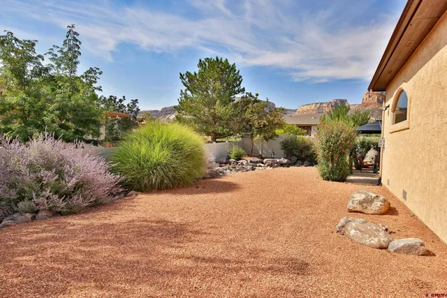 a view of a yard with a tree