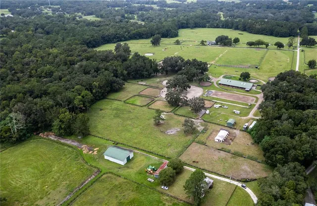 an aerial view of a residential houses with outdoor space