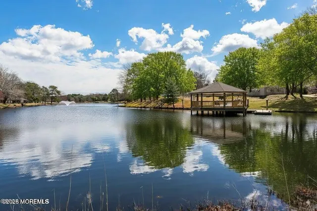 a view of a lake with houses