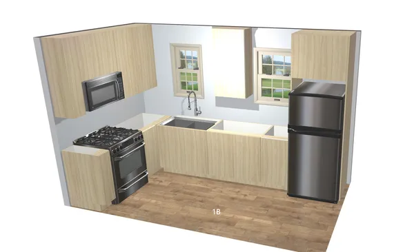 a kitchen with stainless steel appliances granite countertop a refrigerator stove top oven and sink