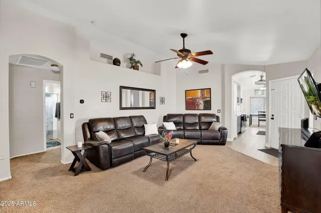 a living room with furniture