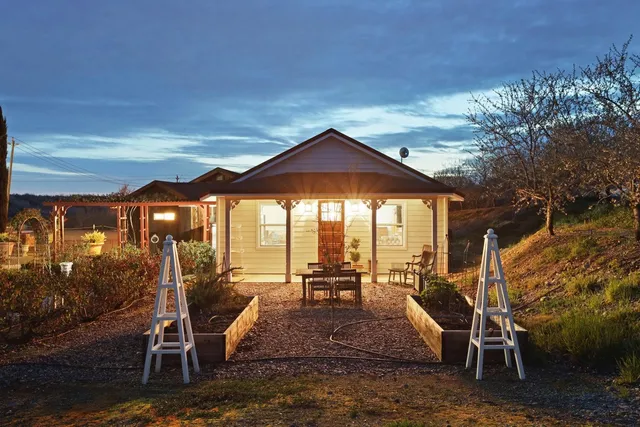 a view of a lake with a big yard