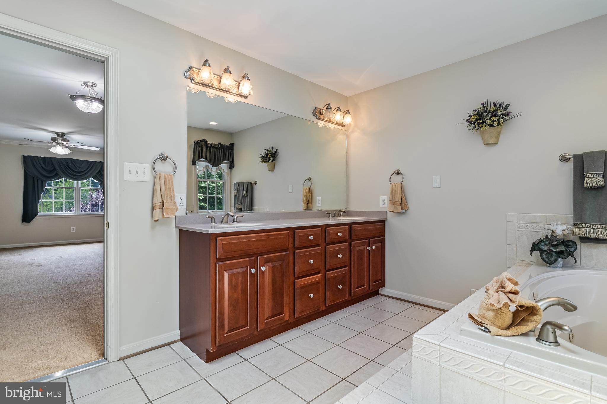 203 Morgans Ridge Court La Plata, MD 20646 - Photo 43 of 59 a spacious bathroom with a double vanity sink and a mirror