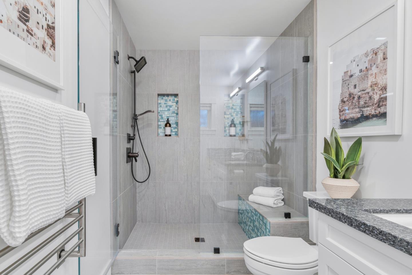 643 Crestview Drive San Jose, CA 95050 - Photo 33 of 76 a bathroom with a granite countertop sink toilet and shower