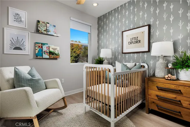 a bedroom with furniture and a bed