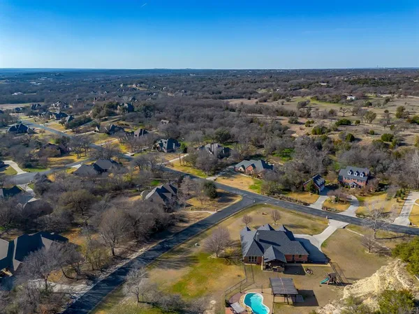 an aerial view of a residential houses with outdoor space