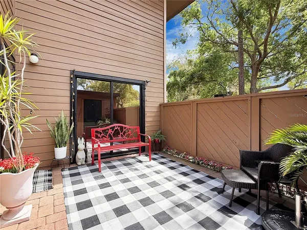 a outdoor space with furniture