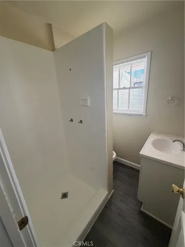 a bathroom with a bathtub