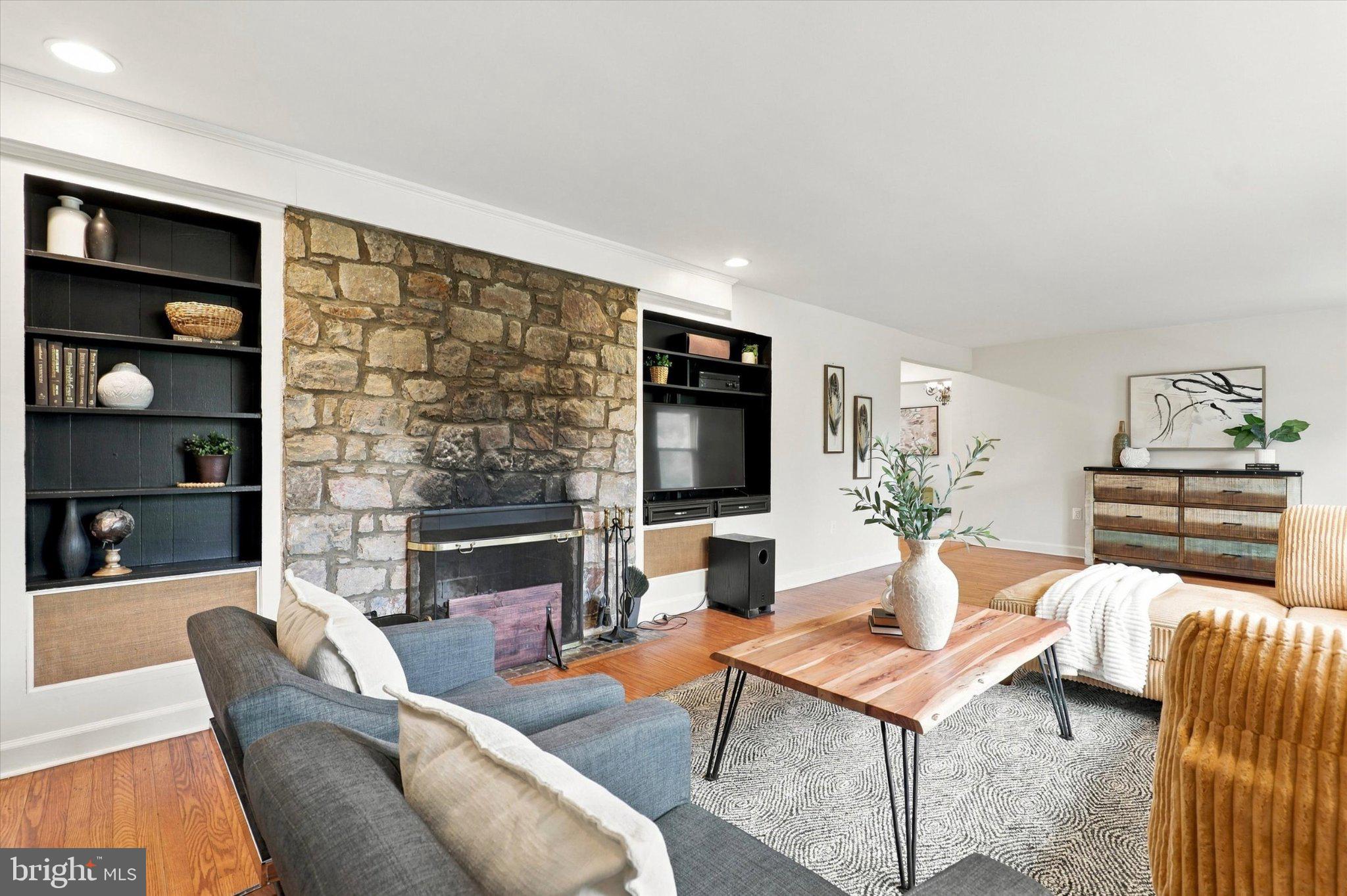 1484 Grasshopper Road Huntingdon Valley, PA 19006 - Photo 7 of 38 Living Room with Wood Burning Fireplace