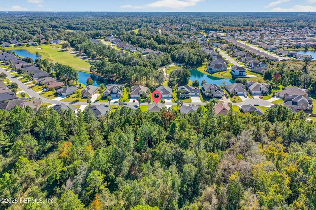 an aerial view of a house