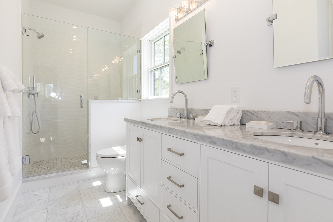 12 Wood Lily Road Nantucket, MA 02554 - Photo 36 of 70 a bathroom with a granite countertop sink mirror and a toilet