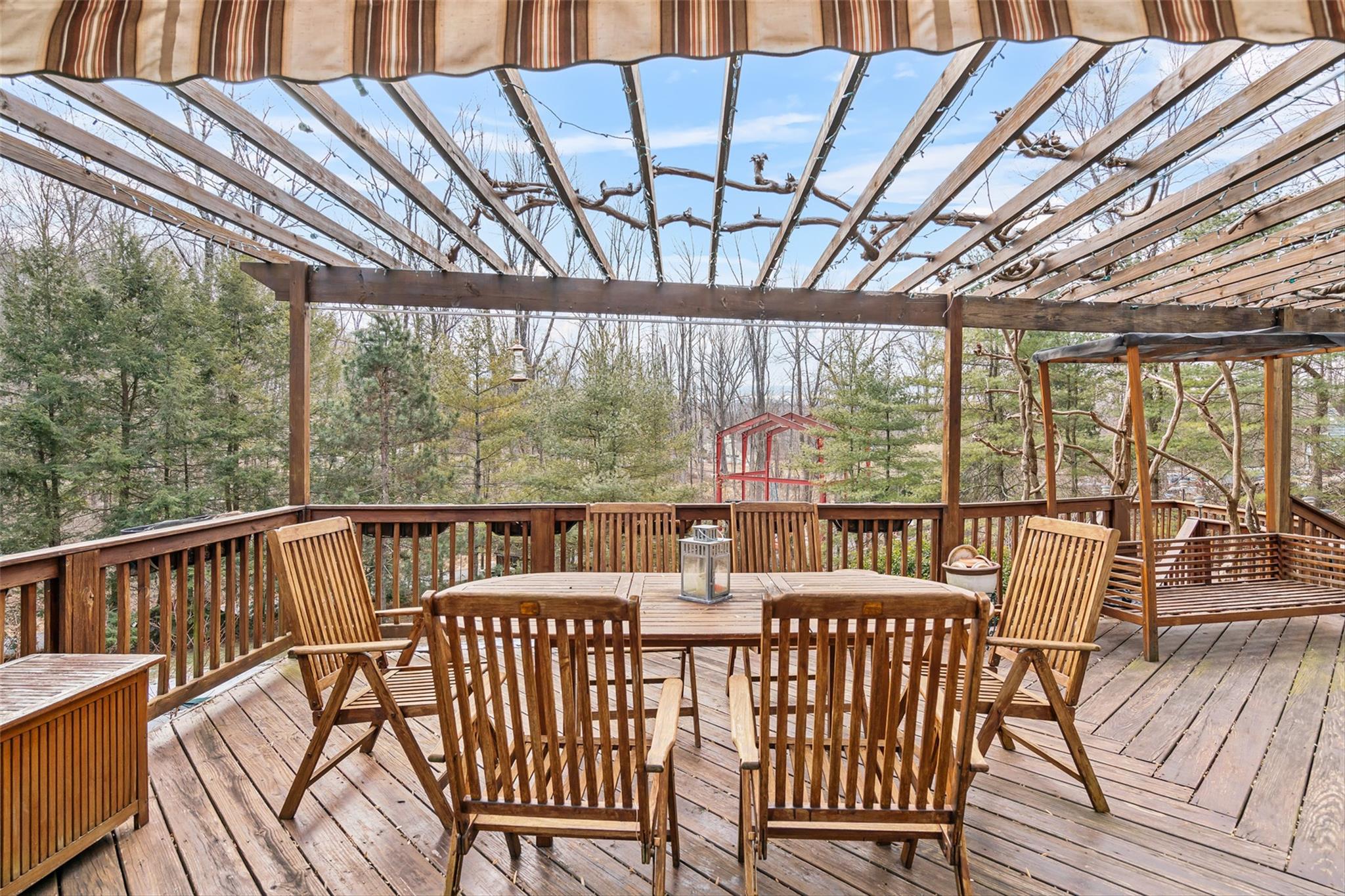 36 Chardavoyne Road Warwick, NY 10990 - Photo 29 of 46 Deck featuring outdoor dining area and a pergola