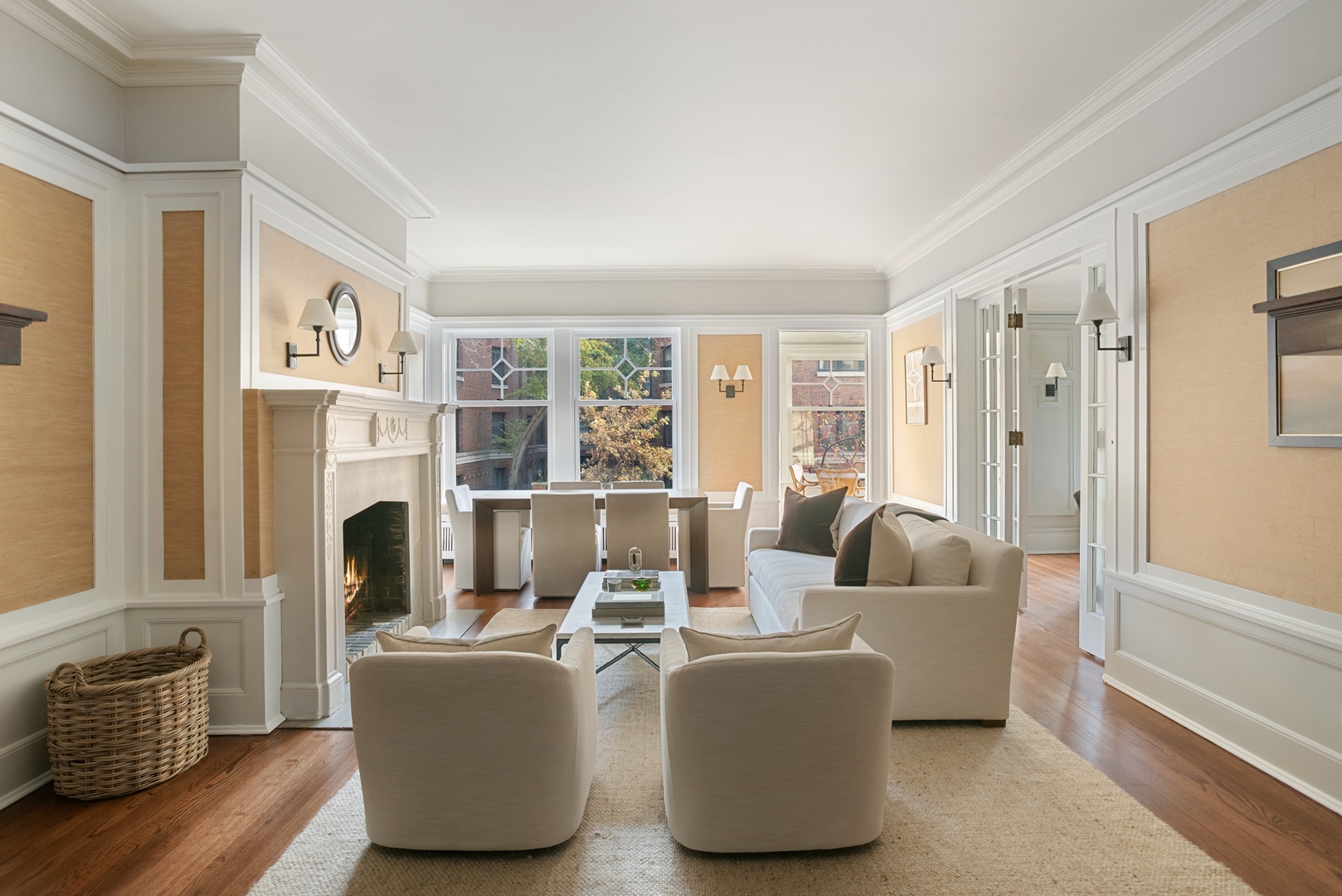 322 West Belden Avenue, Unit 1W Chicago, IL 60614 - Photo 2 of 24 a living room with furniture a fireplace and a large window
