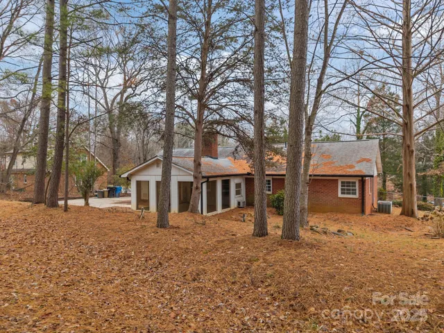 front view of a house with a large tree