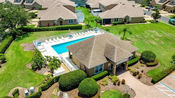 an aerial view of a house