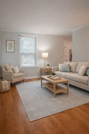 a living room with furniture and a couch