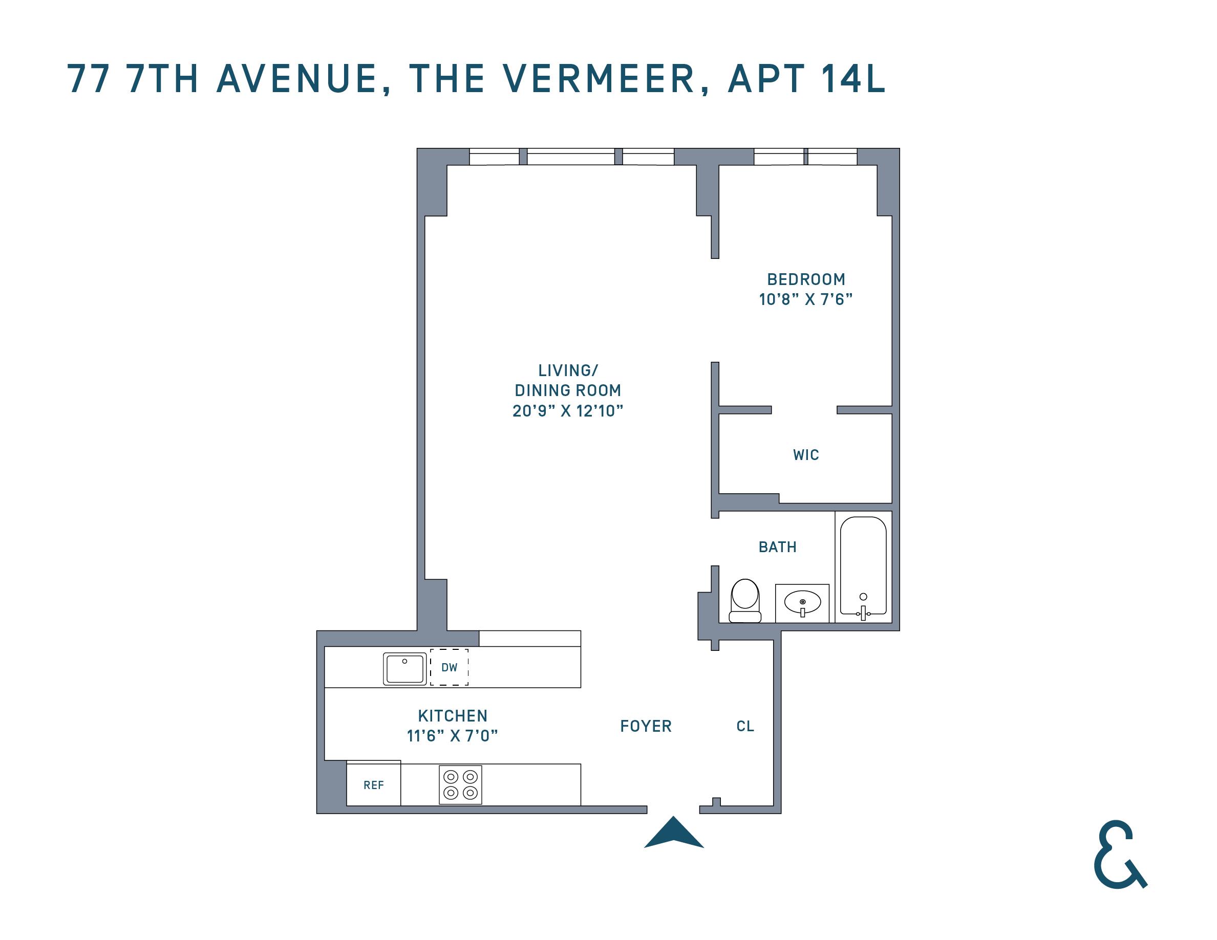 77 7th Avenue, Unit 14L Manhattan, NY 10011 - Photo 10 of 10 a picture of a floor plan