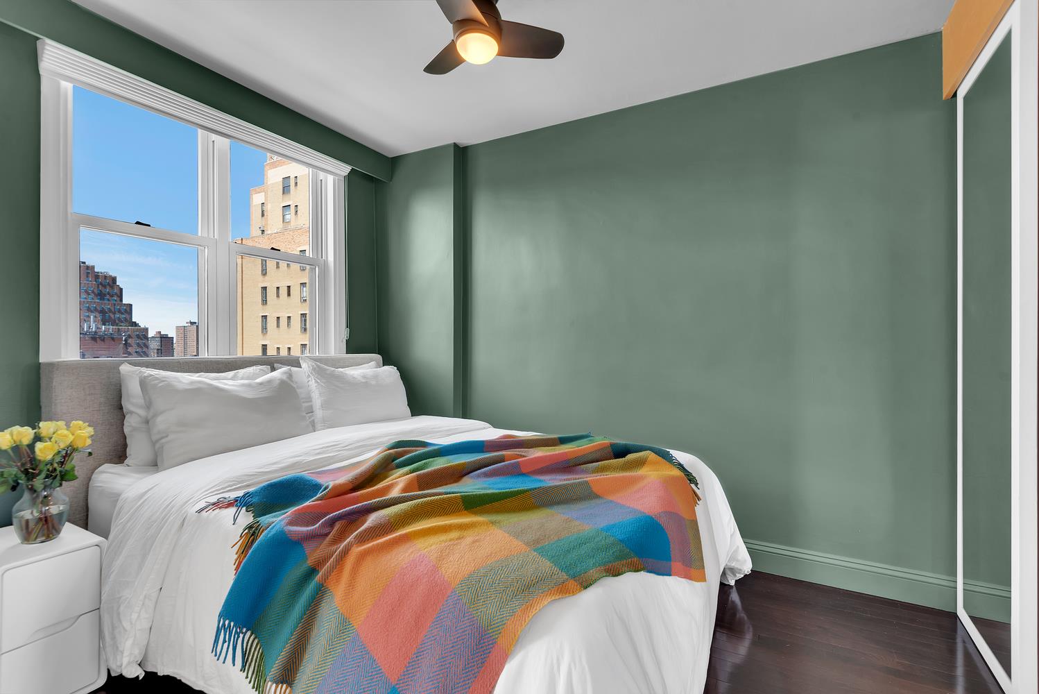 77 7th Avenue, Unit 14L Manhattan, NY 10011 - Photo 6 of 10 a bedroom with a bed and window