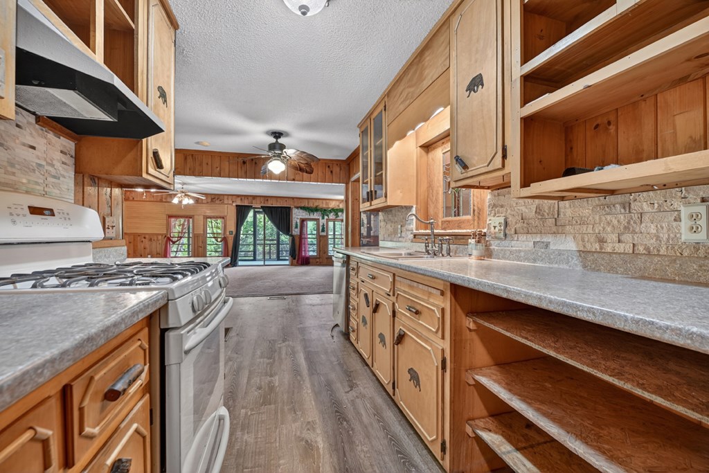 111 Candlewood Lane Blue Ridge, GA 30513 - Photo 45 of 57 a kitchen with stainless steel appliances granite countertop a stove and a sink
