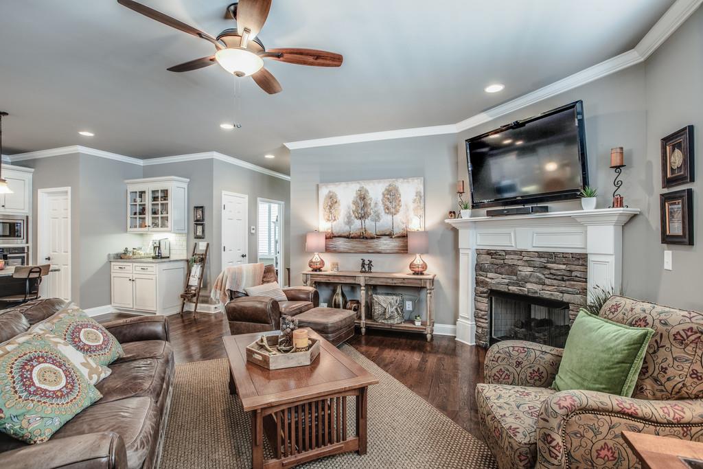 4128 Turnberry Road Spring Hill, TN 37174 - Photo 8 of 30 a living room with furniture a flat screen tv and a fireplace