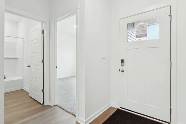 an empty room with windows