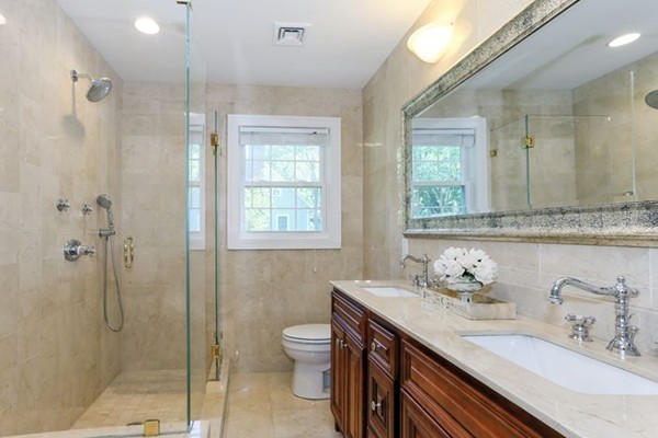 21 Chiltern Road Weston, MA 02493 - Photo 3 of 27 a bathroom with a granite countertop sink toilet and shower