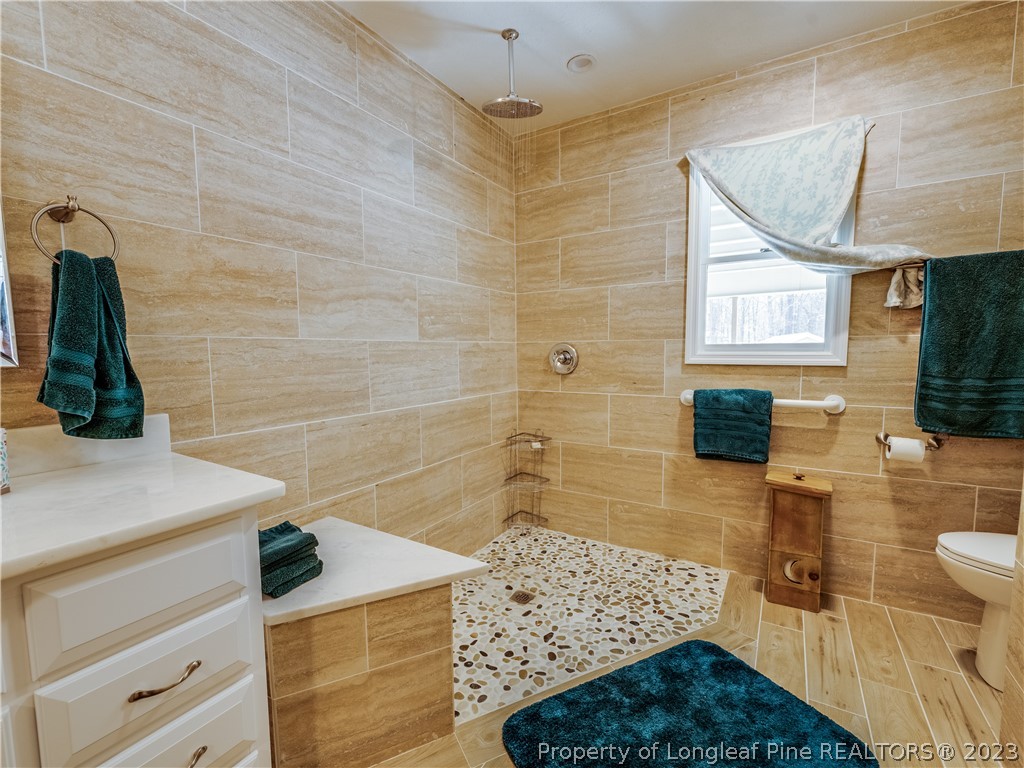 2947 Smith Mill Road Lumberton, NC 28358 - Photo 25 of 50 a bathroom with a sink a toilet and mirror
