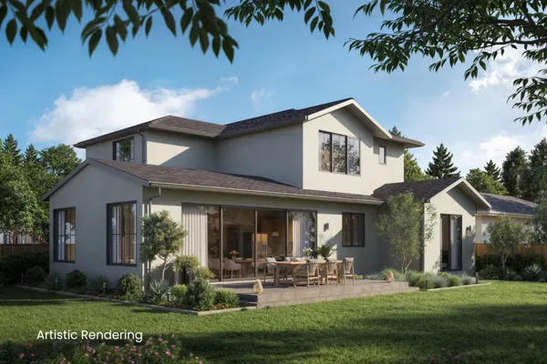 a front view of a house with garden and porch