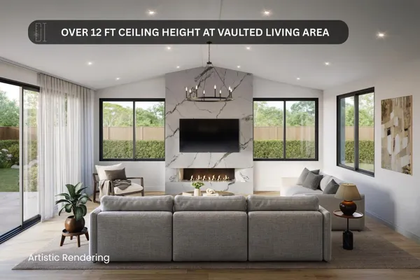 a living room with furniture a large window and a flat screen tv