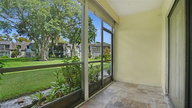 a view of a garden from a window