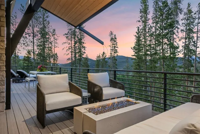 a view of balcony with furniture